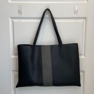 Vince Camuto Black and Gray Leather Tote Bag